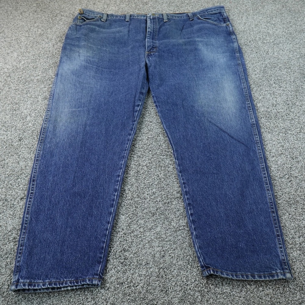 VTG Wrangler Jeans Mens 54X30 Dark Blue Denim Pants Straight Cowboy Cut USA 90s